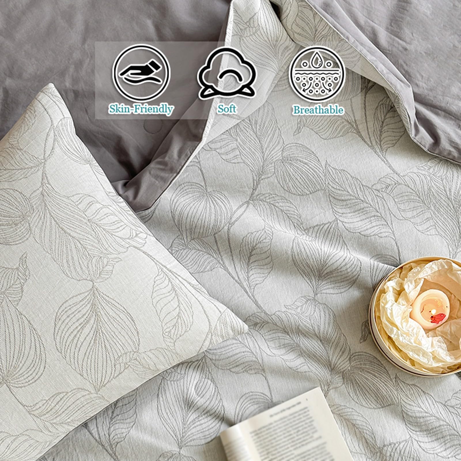 Set Copripiumino con Lenzuola, copripiumini e Coperte rinfrescanti per Chi Dorme al Caldo - Trapunta Leggera in Puro Cotone Lavabile in Lavatrice e climatizzata