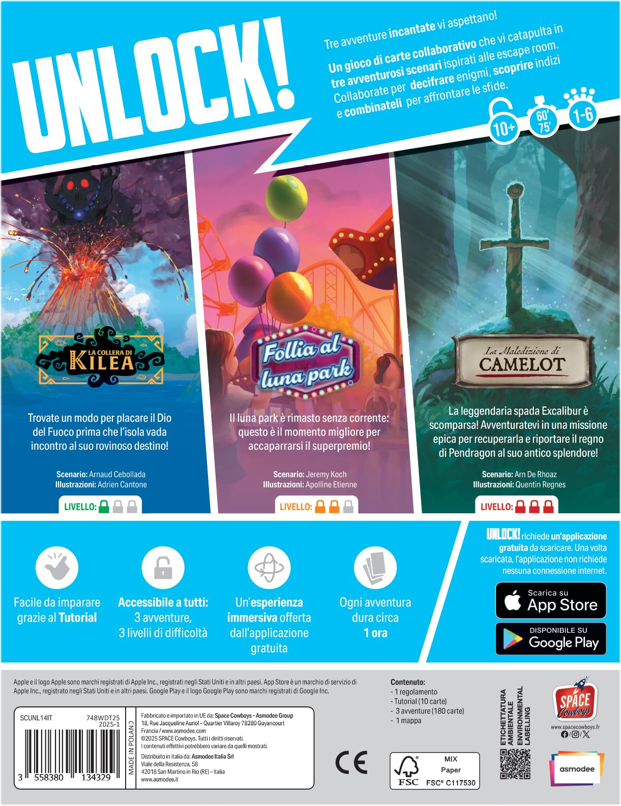 Asmodee Unlock! Enchanted Adventures, Gioco da Tavolo di Rompicapi, 10+ Anni, 1-6 Giocatori, Edizione in Italiano - 2