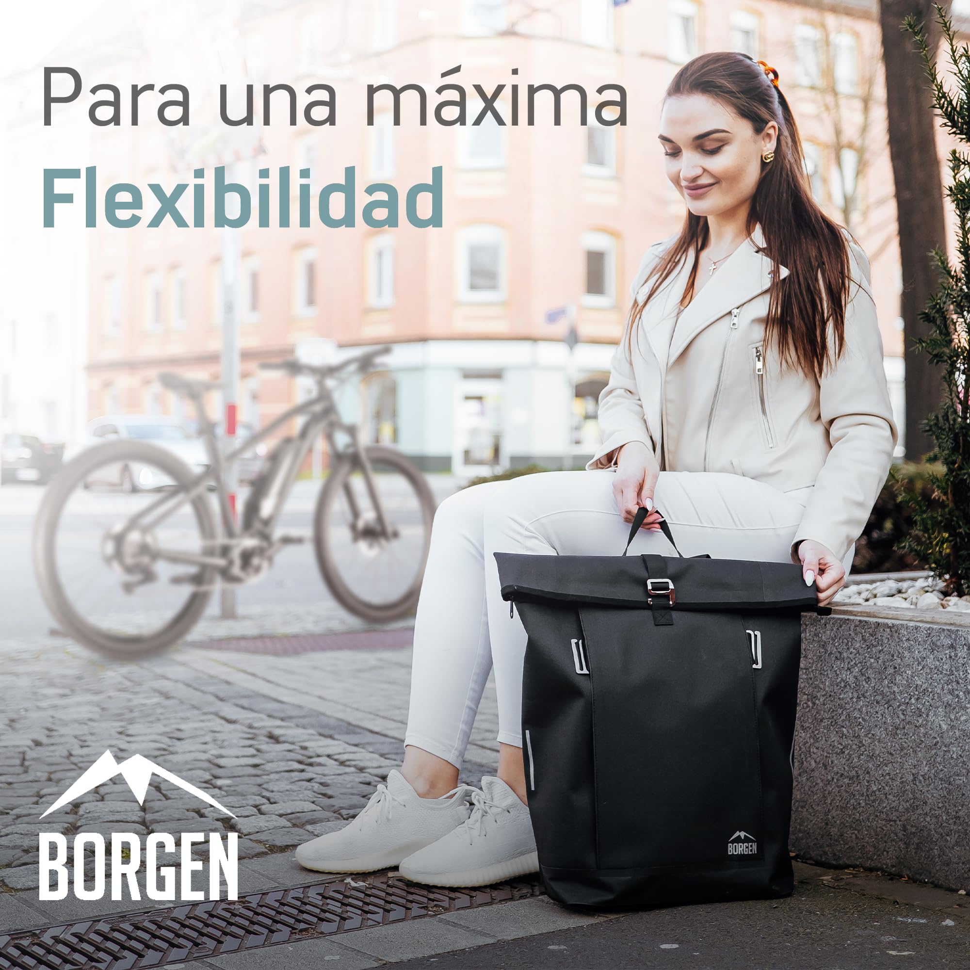 Borgen Bolsa Vida para portaequipajes con Bolsa extraíble para portátil – Utilizable como portaequipajes, para Bicicleta, Bandolera, de Uso Diario 28 litros