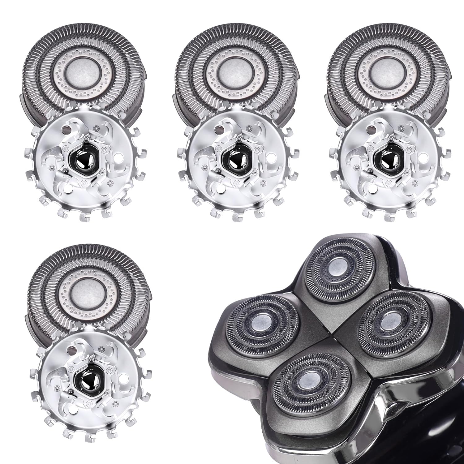 4pcs Shaver Replacement Blades for Skull Shaver Pitbull Boron PRO,Triple-ring Shaver Replacement Heads Compatible with Skull Shaver Pitbull Gold/Silver/Platinum/Diamond Pro Shaver and Palm Shaver