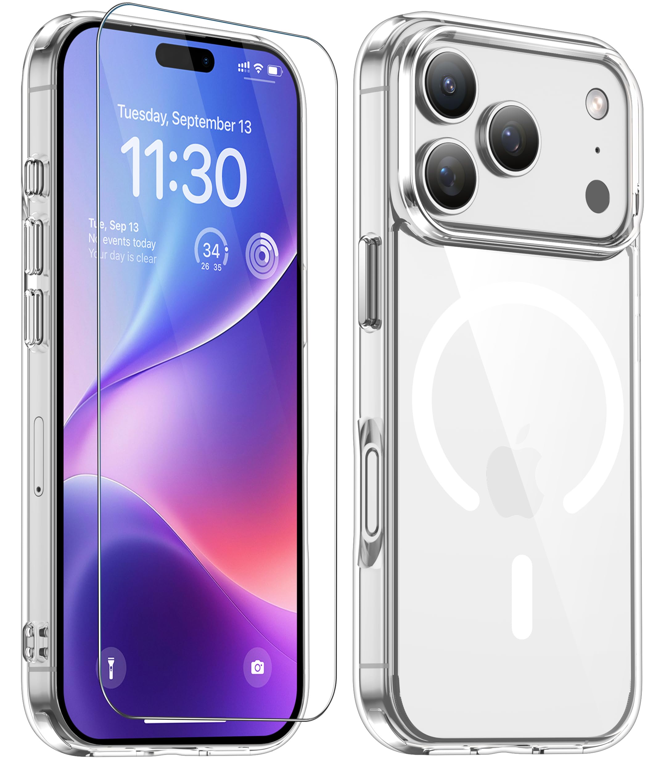 iPhone 17 Pro 用 ケース クリア Magsafe対応 ガラスフィル…