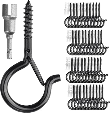 PlusRoc 40 Pack Screw Hooks for Hanging Plants Outdoor LightsBlack