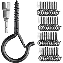 PlusRoc 40 Pack Screw Hooks for Hanging Plants Outdoor LightsBlack | Christmas Seasonal Lighting, Heavy Duty 2.2 Inch Eye Hook Cup Ceiling Hook Q-Hanger for Patio, Wall Wood Ceiling Deck Mount