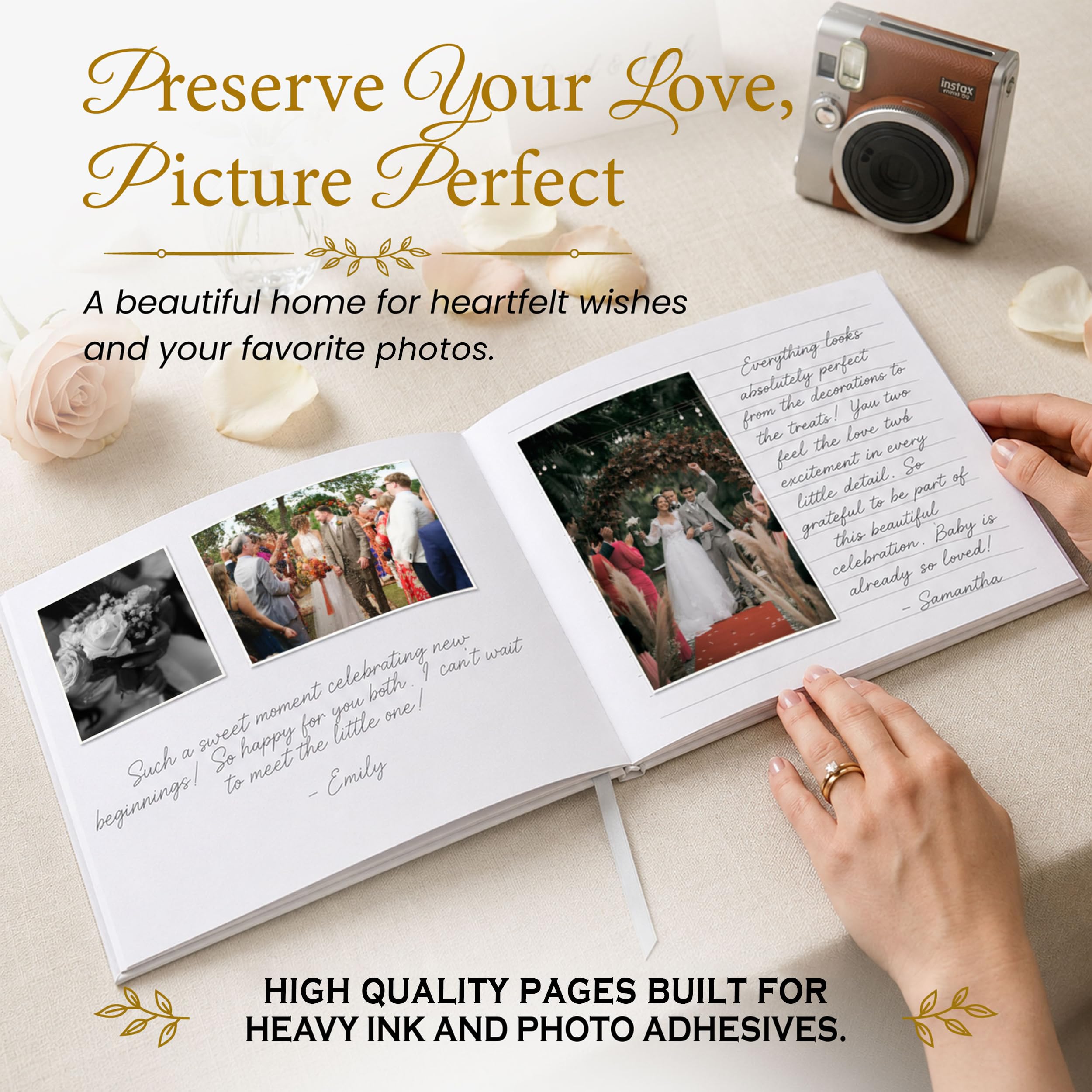 Gästebuch für Hochzeitsempfang, Babyparty, Geburtstagsfeier, Hochzeitsbücher für Gäste zum Anmelden, leere Seiten für Polaroid-Fotos, perfektes Andenken für besondere Anlässe, Weiß