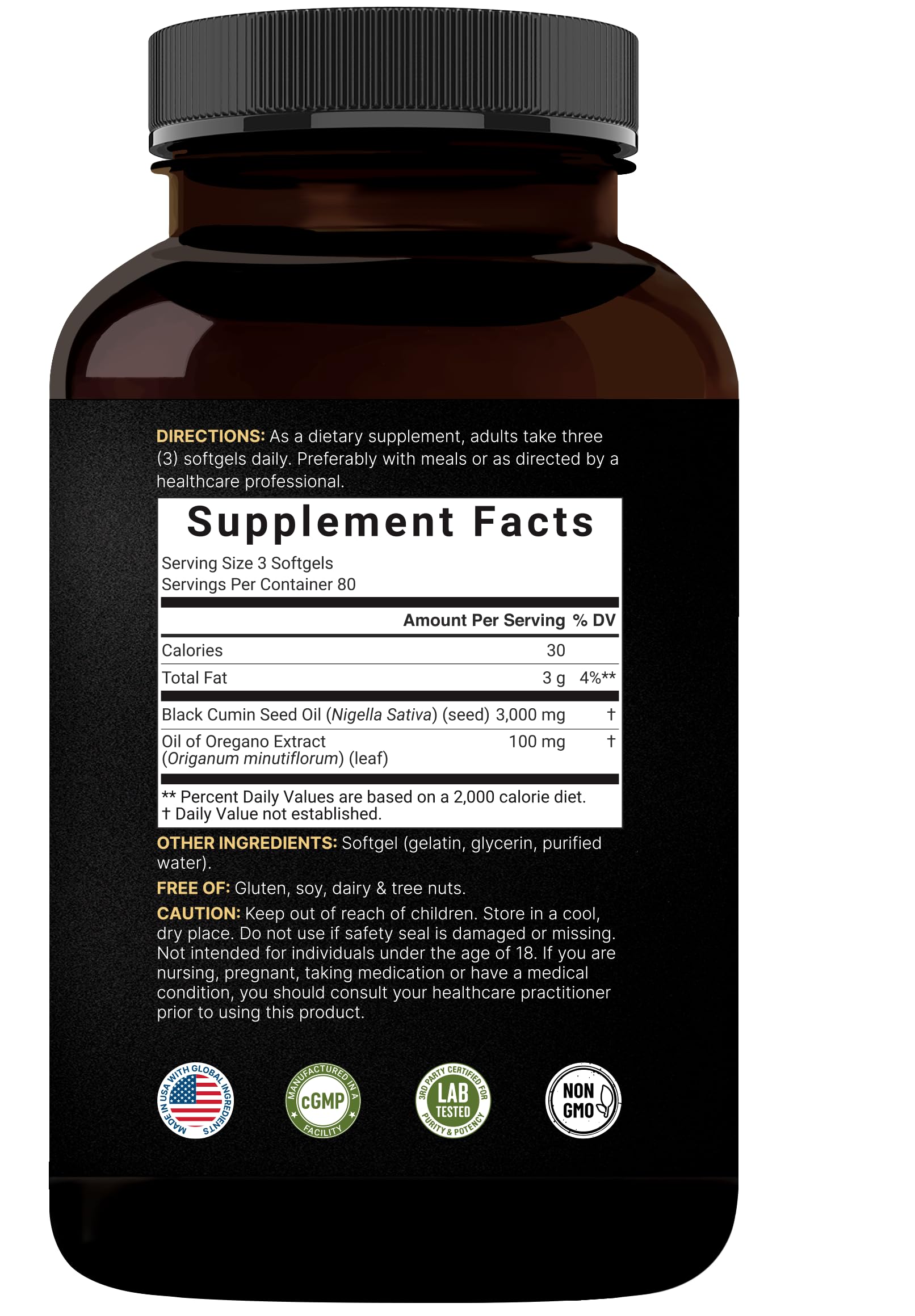 NatureBell Black Seed Oil 3,000 mg Per Serving, 240 Softgels – 2-in-1 Formula with Oil of Oregano – Non-GMO — Amazon image 7