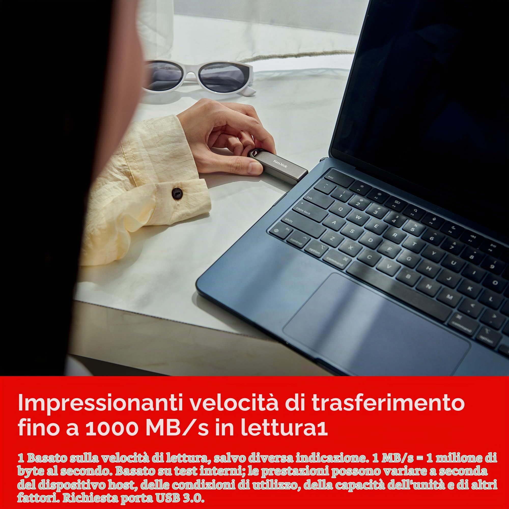 Sandisk Extreme PRO 512 GB Unità flash ad alte prestazioni, con USB Type-C (velocità fino a 1000 MB/s in lettura e fino a 900 MB/s in scrittura, RescuePRO Deluxe)