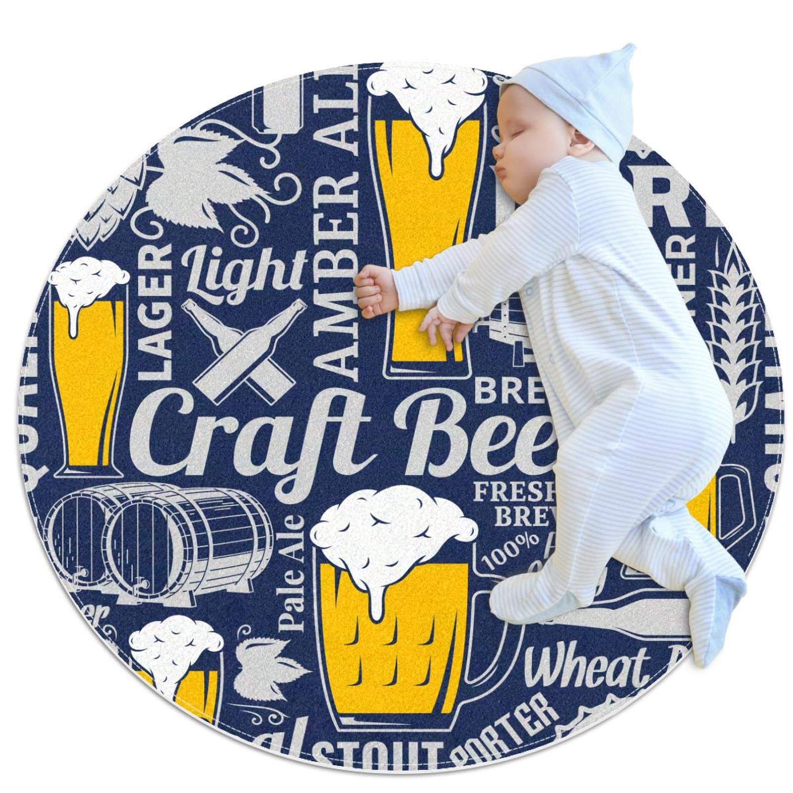 Tapis rond bière 100x100cm : protégez vos sols de salon et buanderie avec originalité