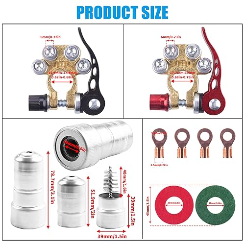 Miniatura 2 de JINGKE Conectores de abrazadera de terminal de batería, 2 unidades, terminal de batería de automóvil de desconexión rápida de 4 vías para postes