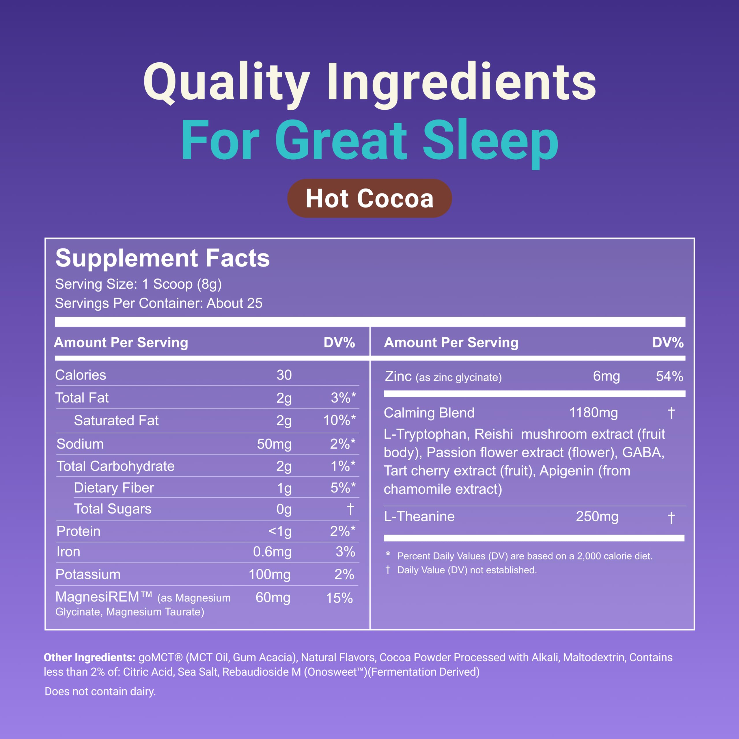 MoonBrew Magnesium Hot Cocoa Sleep Aid - Sugar-Free Calming Drink Mix - 1PK — Amazon image 2
