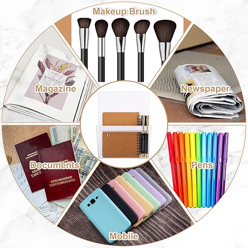 Miniatura 7 de Ctosree 6 soportes magnéticos para archivadores, 3 tamaños, soporte magnético para bolígrafos, organizador magnético para refrigerador, bolsillos