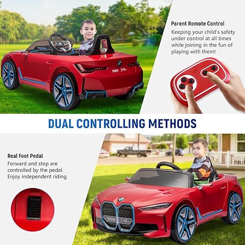Miniatura 4 de Bopilon Vehículo eléctrico para niños con licencia BMW I4 para niños, vehículos eléctricos con control remoto de 12 V para niños y niñas, 2