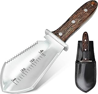 4-in-1 Hori Hori Garden Knife Heavy-Duty Small Gardening Trowel, for Quick Digging, Cutting, Weeding