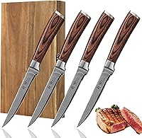 Vista 16 de Wakoli EDIB - Juego de cuchillos de cocina de Damasco de 2 piezas – Santoku y Santoku pequeño con núcleo VG10 hechas de cuchillas de acero