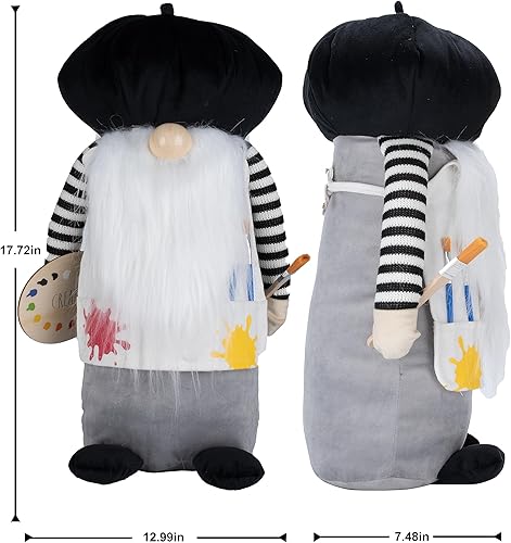 Miniatura 2 de Rae Dunn Crea gnomo de artista  Gnomo de peluche con paleta de pintura, sombrero de artista, pinceles y delantal de pintura  Decoración de gnomo