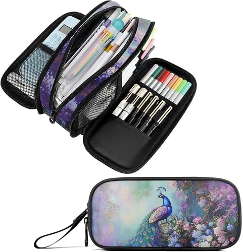 Miniatura 21 de Fustylead Estuche transparente de gran capacidad para lápices, bolsa de maquillaje multiusos, bolsa organizadora de almacenamiento para oficina