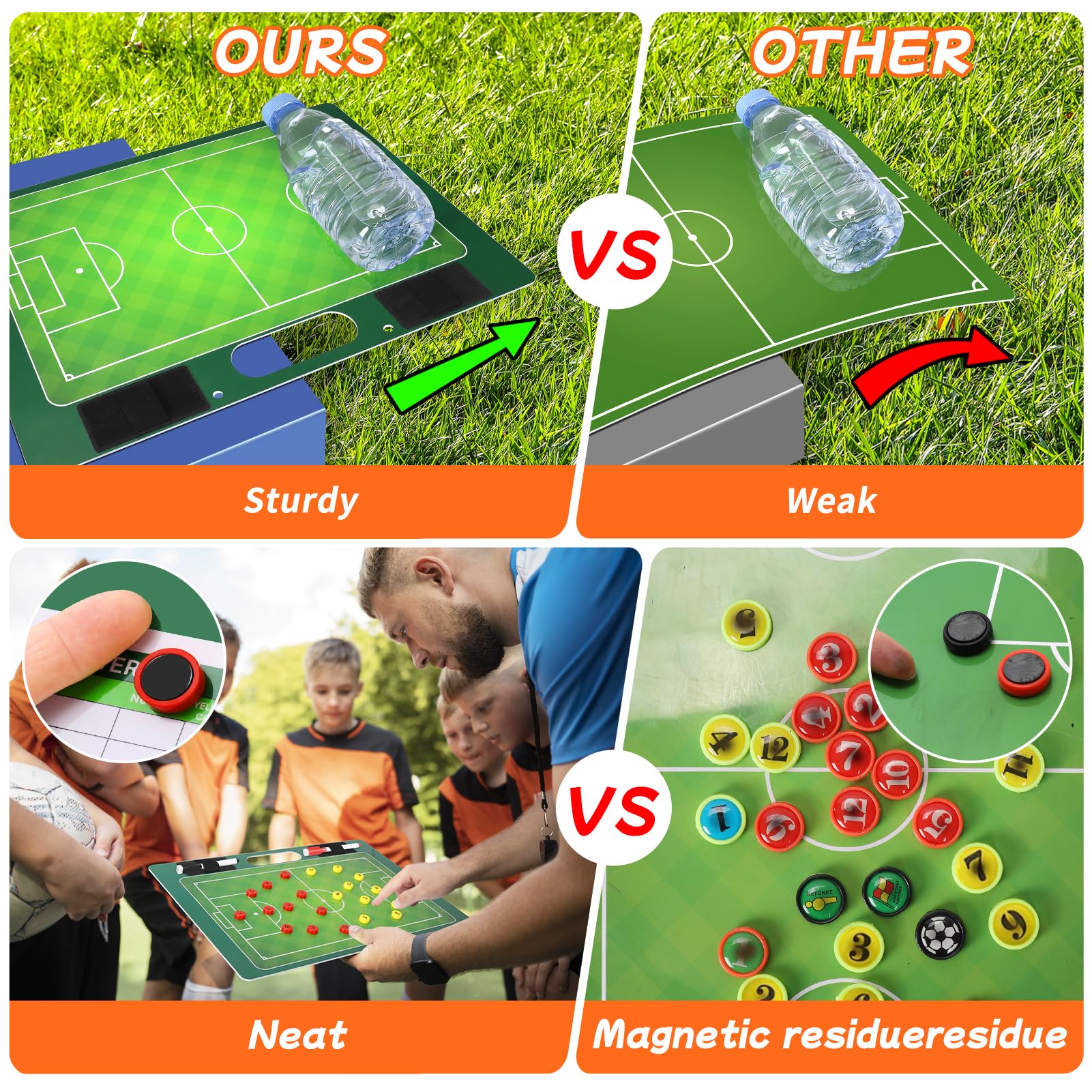 Desoto Magnettafel Fußball Coaching Board - Strategie-Lehr-Zwischenablage, Profi Taktikmappe Strategiebrett für die Schulung und Spielanalyse