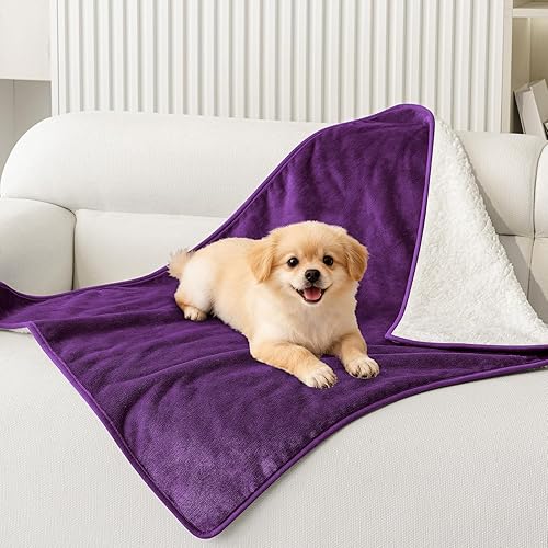 Miniatura 18 de Smiry Manta de cama impermeable para perro, manta a prueba de fugas para cama y sofá, reversible, de forro polar sherpa, funda protectora de muebles