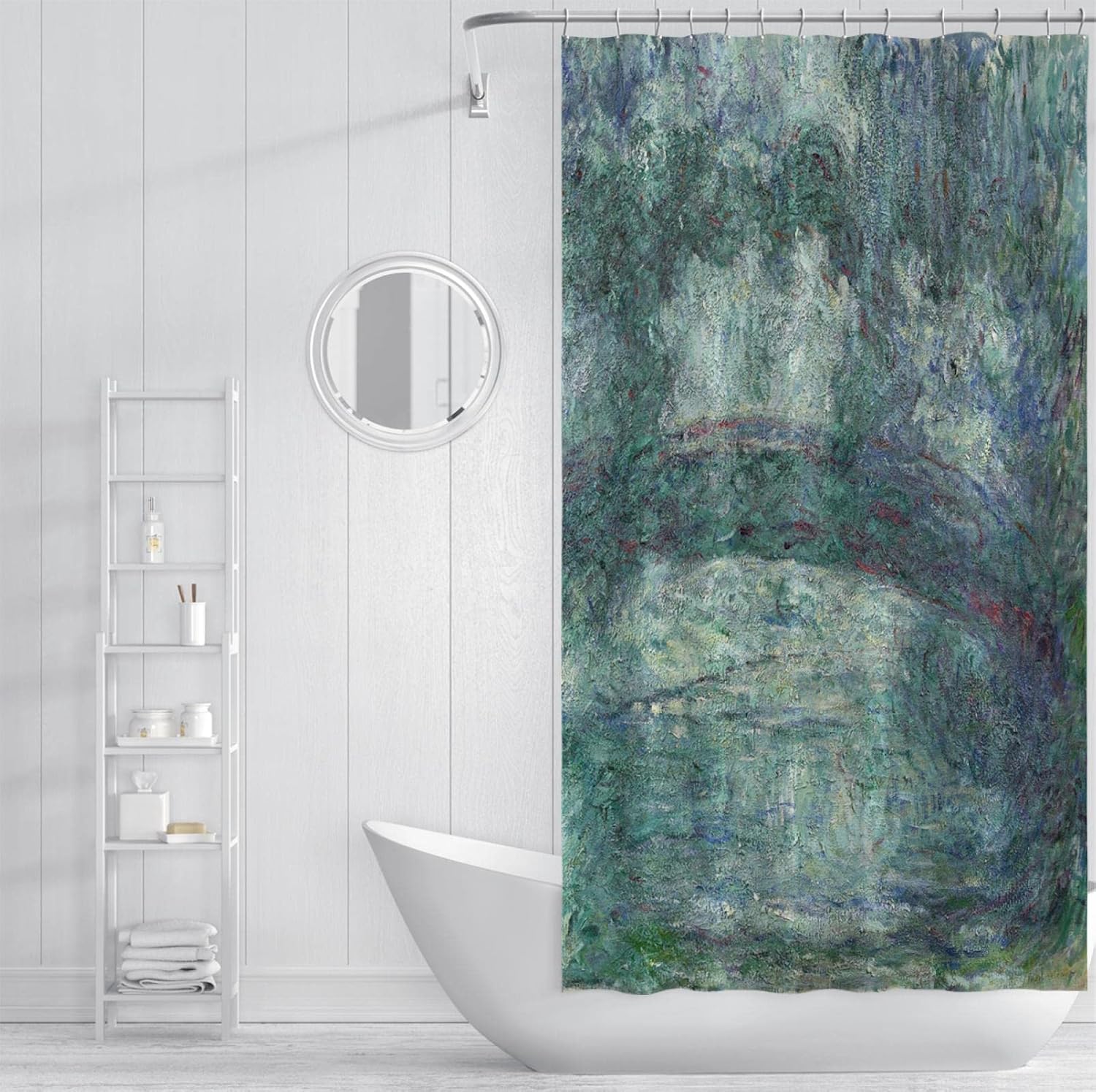 Impressionist Artist Claude Monet Shower Curtain Dark Green Shower Curtain Liner Extra Long Shower Curtain for Bathroom Bathtubs Decor W78 x L78(in)