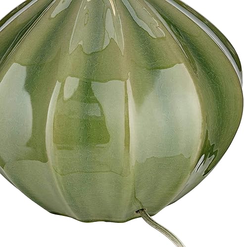 Miniatura 7 de 360 Lighting Gordy - Moderna lámpara de mesa de campo con puerto de carga USB de 20.5 pulgadas de alto, color verde acanalado, tela de avena,