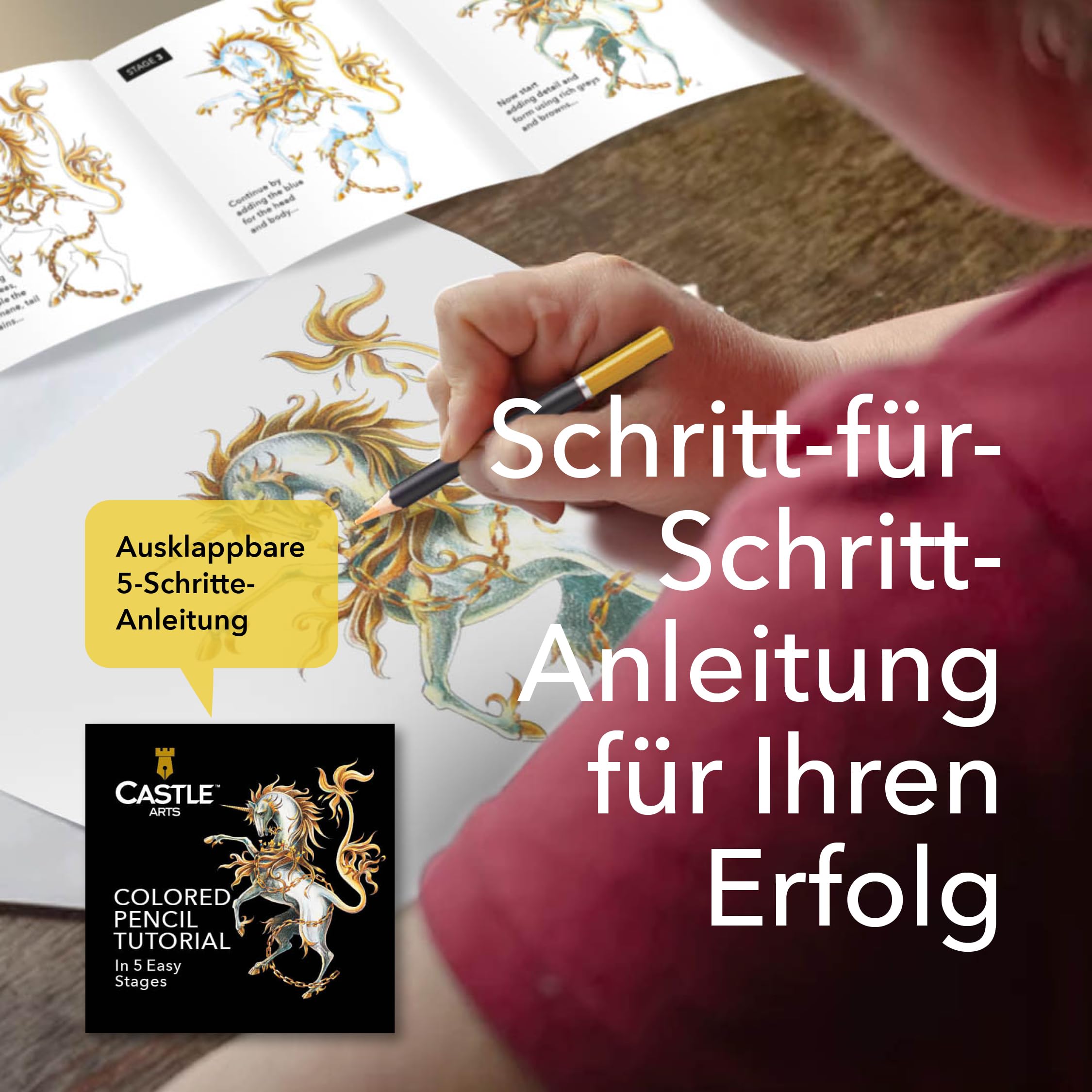 Castle Art Supplies 72 Buntstifte Set |Hochwertige Farbminen mit weichem Kern für erfahrene Künstler, Profi- und Farbkünstler | Geschützt und sortiert in einer Präsentationsbox aus Blech