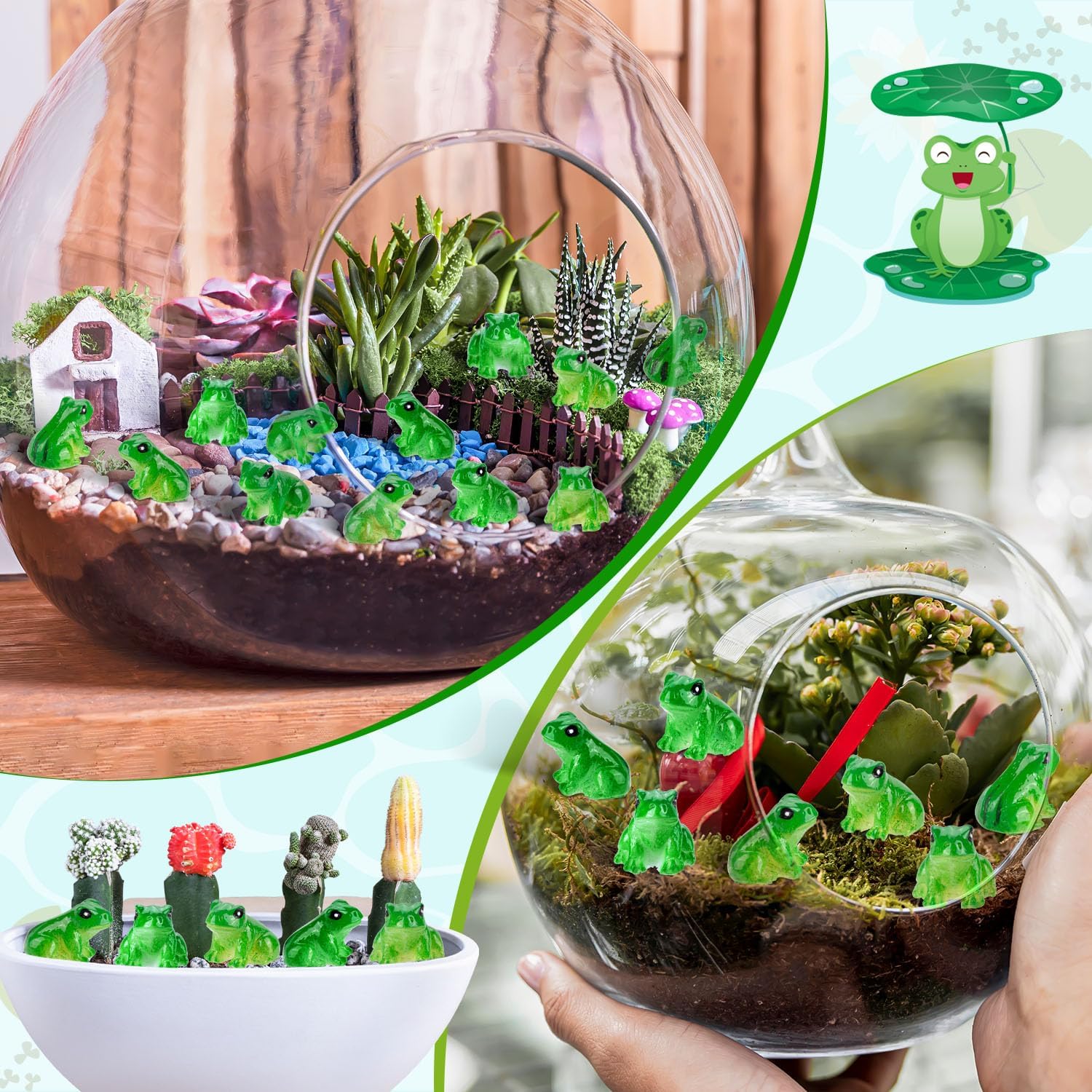 60 PCS Mini Resin Frogs Green Frogs Figurines Miniature Animals Garden Decor for Model Fairy Garden Miniature Moss Landscape Display, DIY Terrarium Crafts, Home Decor, Hiding Game - Image 2