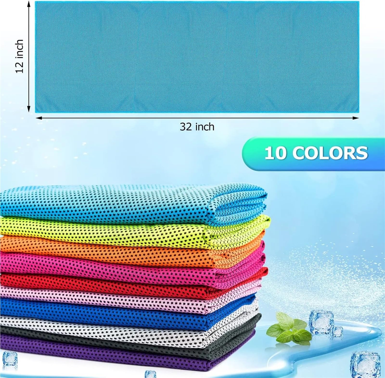 Lot de 10 Serviettes rafraîchissantes for Le Cou, en Microfibre, Douces et Respirantes, idéales for Sport, Yoga, la Salle ou l'extérieur(Purple,90x30cm)
