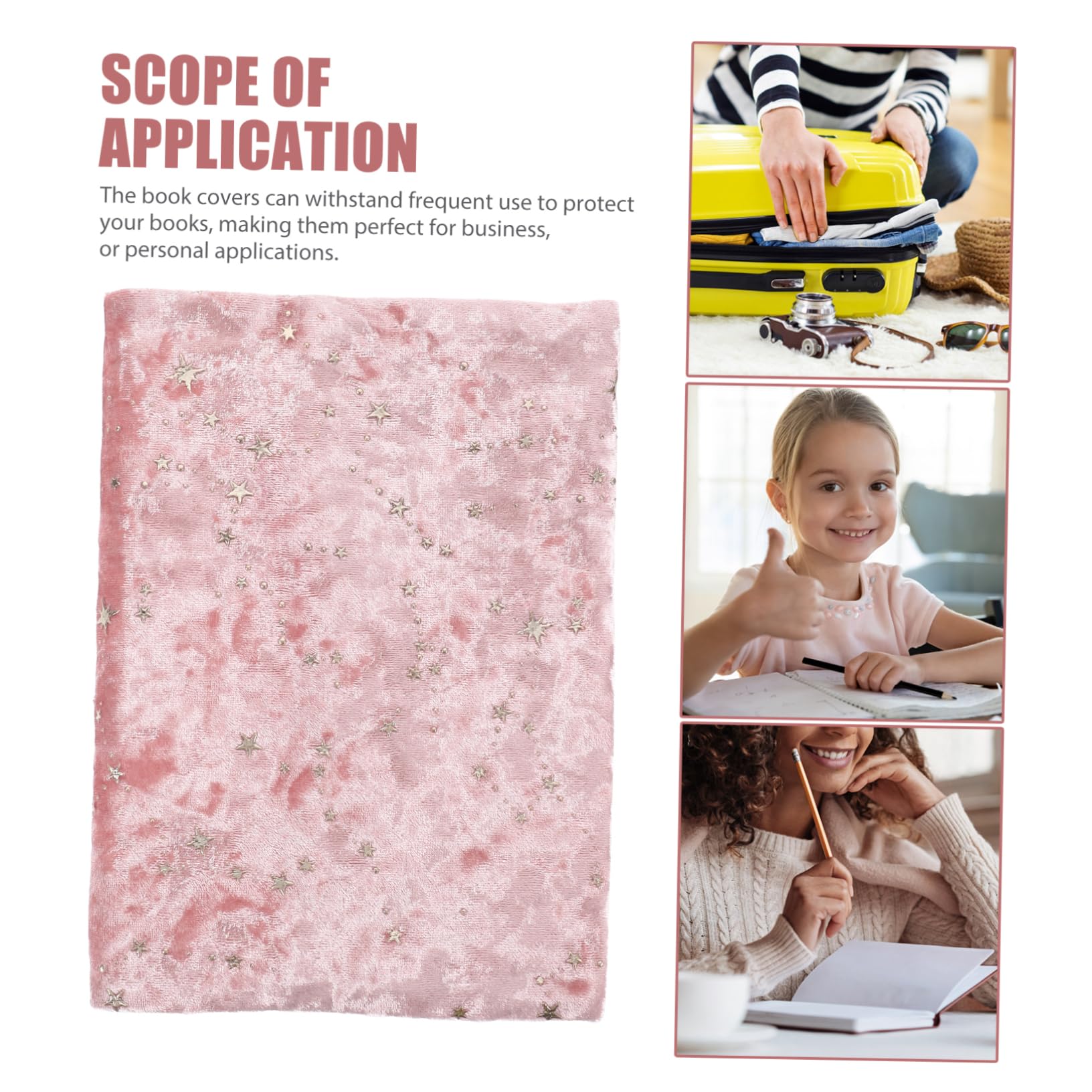 TEHAUX 3 Pezzi arredamento creativo del libro copertura libro resistente copertura libro antipolvere copertine protettive trasparenti per libri Book Protector con cerniera stoffa rosa