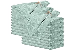 24 Handmade Rustic Sage Green Fabric Napkins Set