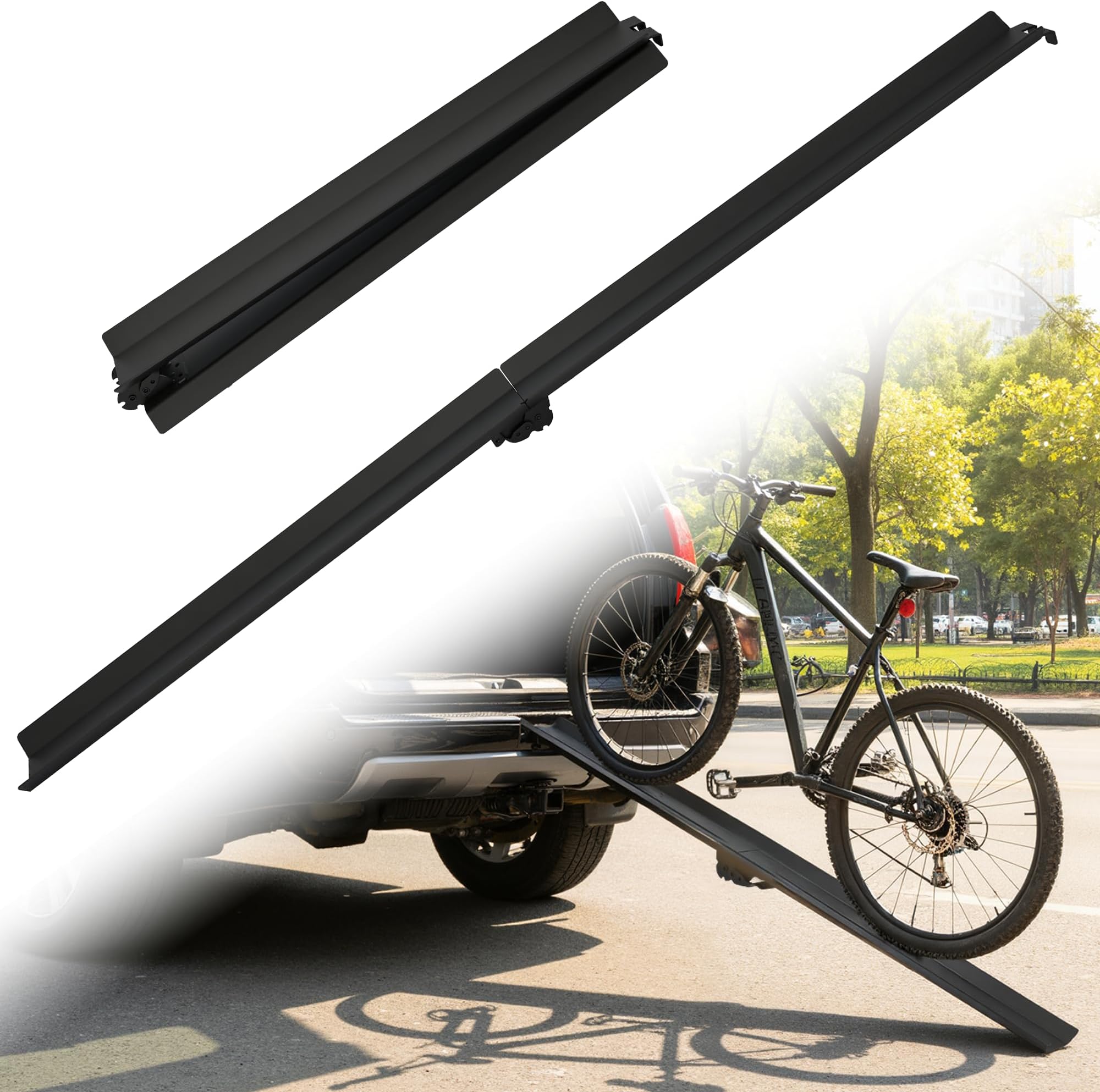 Heavy Duty Bike Rack Loading Ramp for Bicycle Rack, 48''L Folding Ebike Loading Ramps for Hitch, Holds Up to 150 Lbs Electric Bike Rack Ramp for Mountain Bikes, Road Bikes and Mopeds