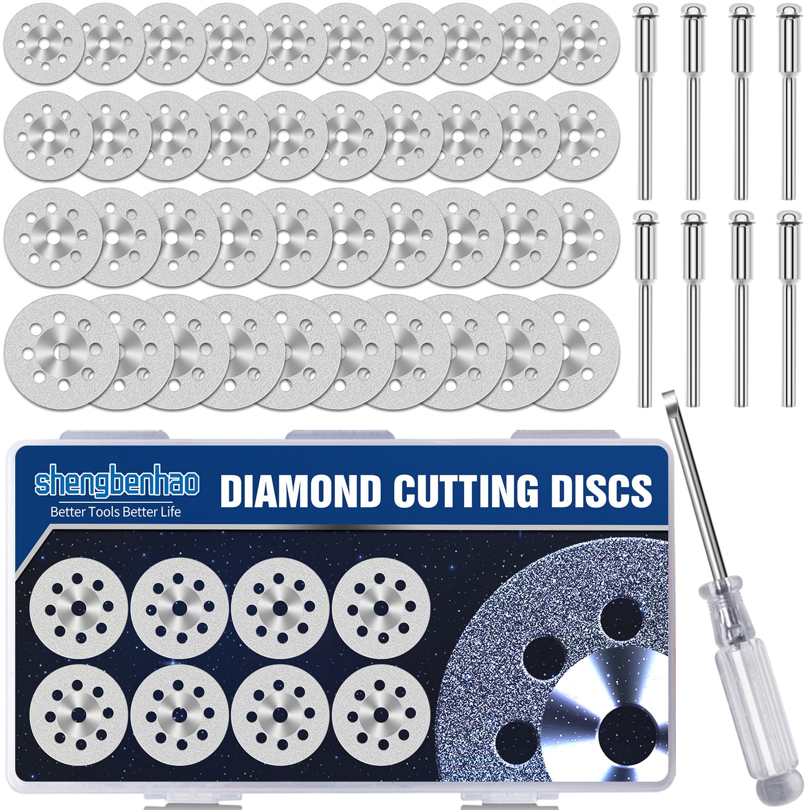 Diamond Cutting wheel for Dremel Rotary Tool, 40Pcs Cutting Discs with 3mm Mandrel for cutting Stone, Glass, Ceramic, Marble (20 22 25 30 mm)