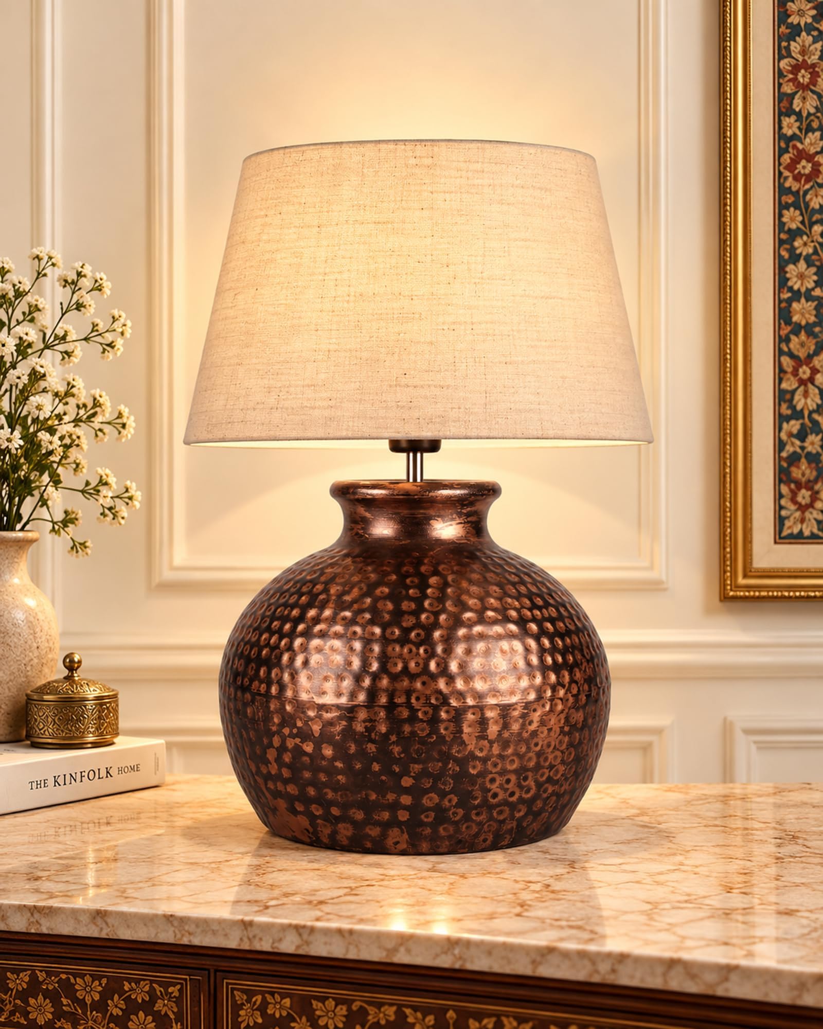Homesake Antique Home Decor with Shade, Side Table Lamp, Night Lamp for Bedroom, Balcony/Room Decoration Items Outdoor - Pot Pack of 1