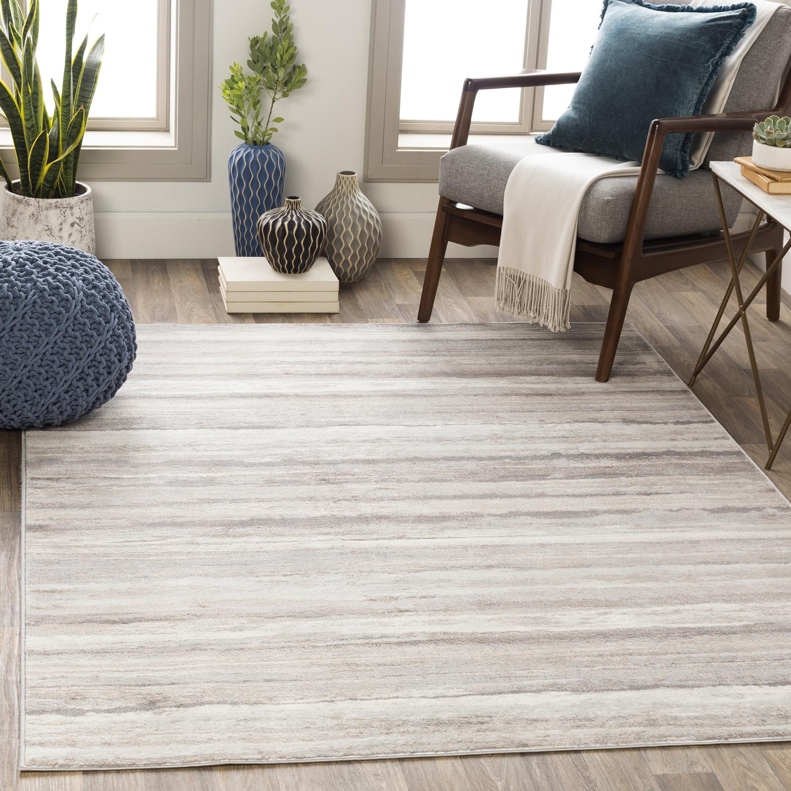 Livabliss Pandora Bruges Tapis 160x215 cm – Ivoire, Marron, Gris, Poil Ras