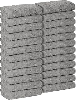 Grey Salon Towel 16x27 Inch Hand Towels 24 Pack 100% Cotton Towels Bulk Absorbent Spa Gym Hair Drying Beauty Face Napkins