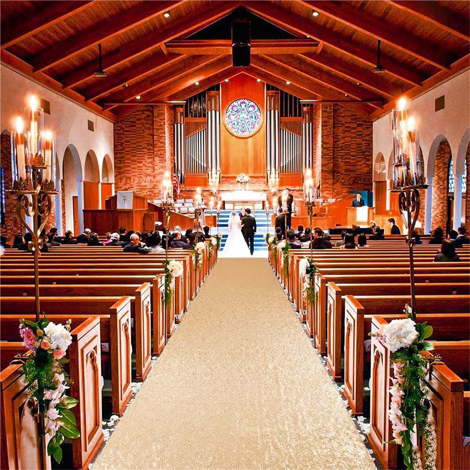 Hochzeit Gang Läufer Hochzeitsgangläufer Teppich Anti-Rutsch Hochzeit Goldener Gold Zeremonie Party Bühne Teppiche Hochzeitsteppich(500CM_0.75M)