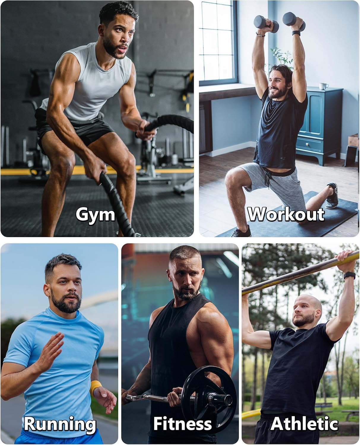 Roadbox 3 Pack Mens Compression Shirt Short Sleeve, Athletic Football Running Base Layer Cool Dry T Shirts for Sports Workout