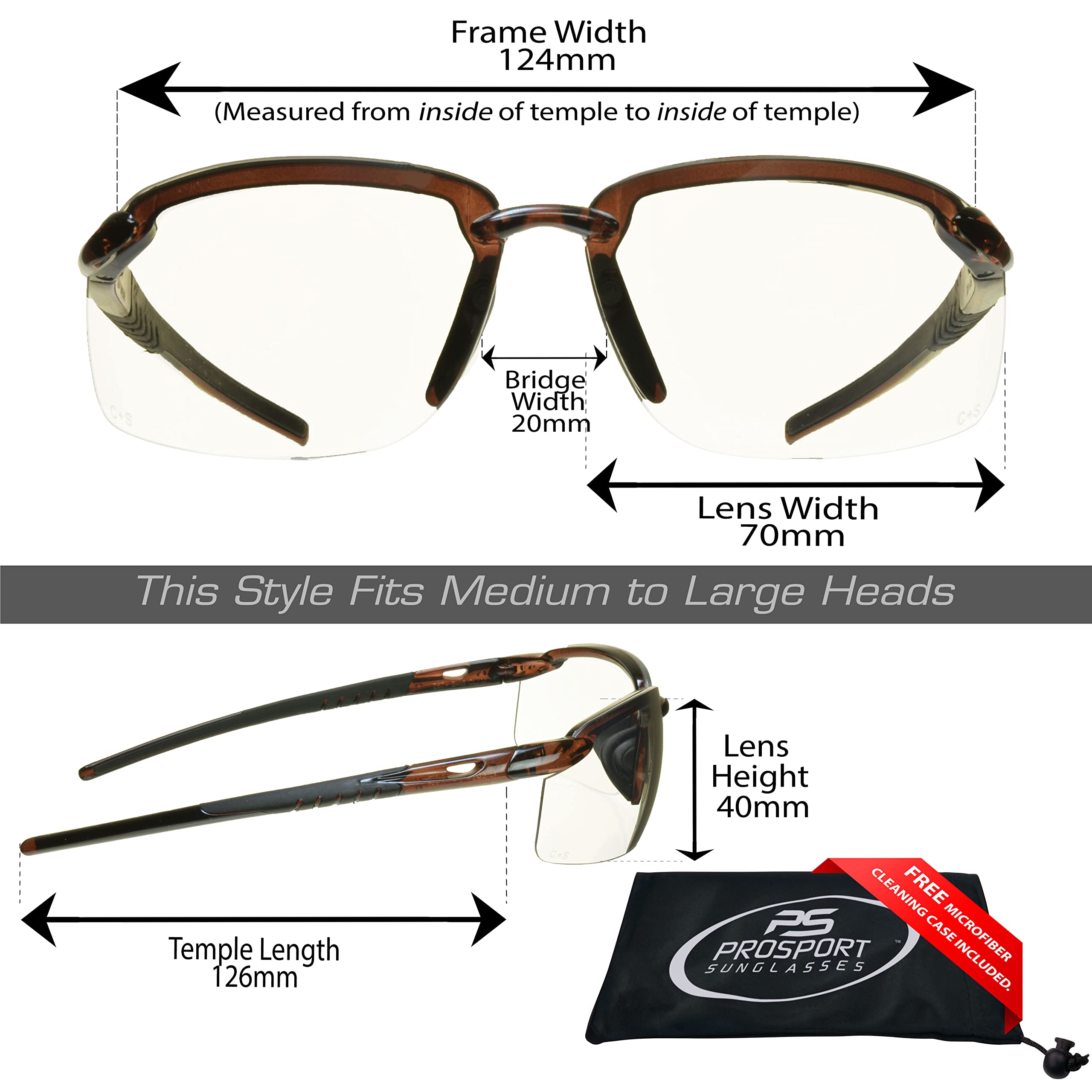 proSPORTsunglasses proSPORT Safety Glasses Z87 Protective Clear Lens UV Protection Night Driving Riding Working Eye Protection Men Women