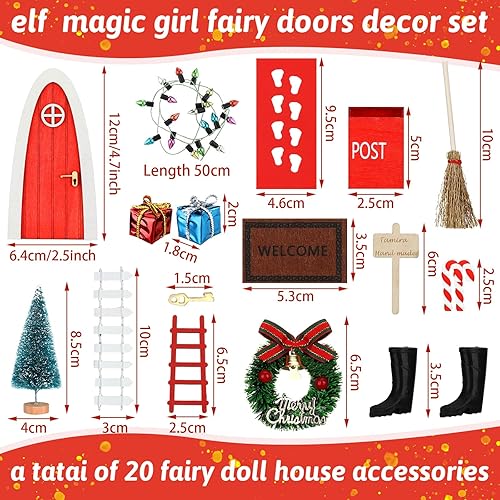 Miniatura 3 de Hungdao 20 piezas de puertas de hadas de elfo de Navidad, decoración de puertas arqueadas, puertas de hadas, dientes, decoración de Navidad, pequeña