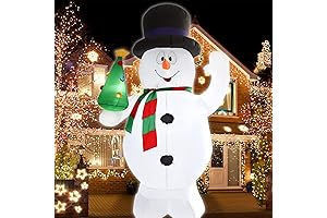 8FT H Christmas Inflatable Giant Snowman with Build-in LED Lights for Blow...
