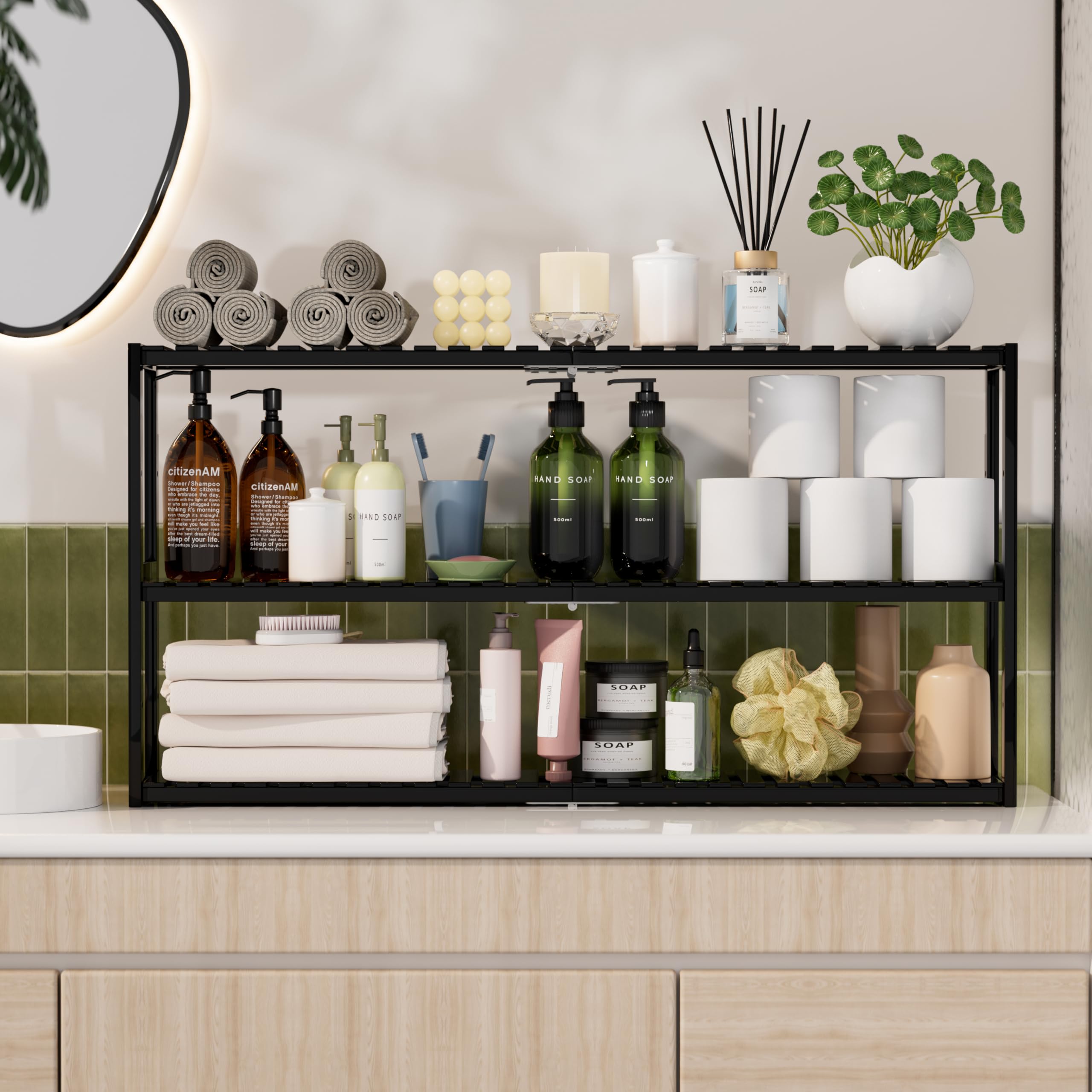 Snapklik.com : Extra Long Bathroom Organizer Storage Shelves 100% ...