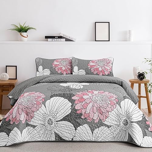 Miniatura 17 de Anibedding Juego de Edredón de Tamaño Completo con Estampado Floral Verde - 3 Piezas Colcha Coverlet Elegante Colcha Bohemia con 2 Fundas de