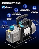 Vista 2 de Orion Motor Tech Bomba de Vacío, 3.5 cfm 1/4 hp Bomba de Vacío HVAC de Una Sola Etapa para R12 R22 R134a R410a R502, Kit de Bomba de Vacío de CA