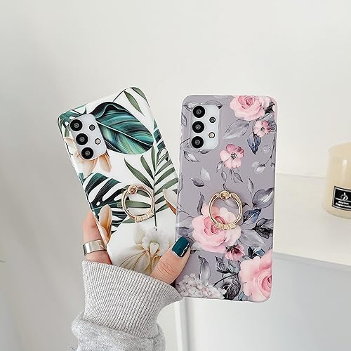 Miniatura 4 de Qokey Funda compatible con Samsung Galaxy A12, bonita funda brillante para mujeres y niñas con anillo giratorio de 360, TPU suave a prueba de