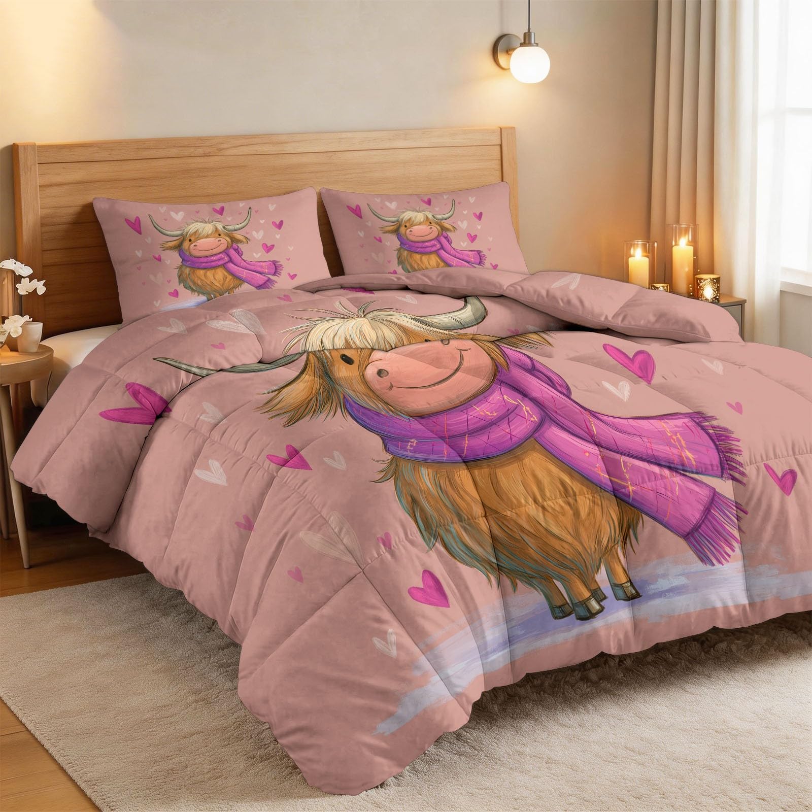 Couette sans housse lavable en machine imprimé vache highland 220x240