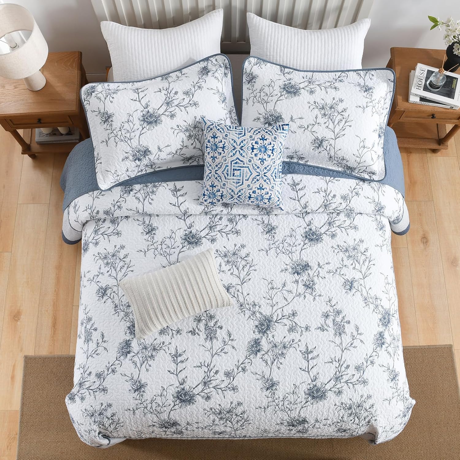 DDUOXIN Botanical Oversized King Bedspread - 120W x120L 100% Cotton Quilt