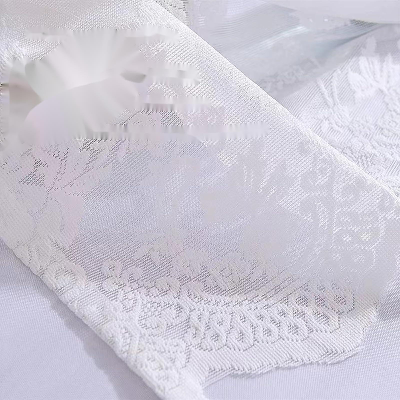 PMELCXD White Half Curtains Kitchen Lace Layer Curtains, Rod Pocket Bistro Curtains Kitchen Bathroom Curtains