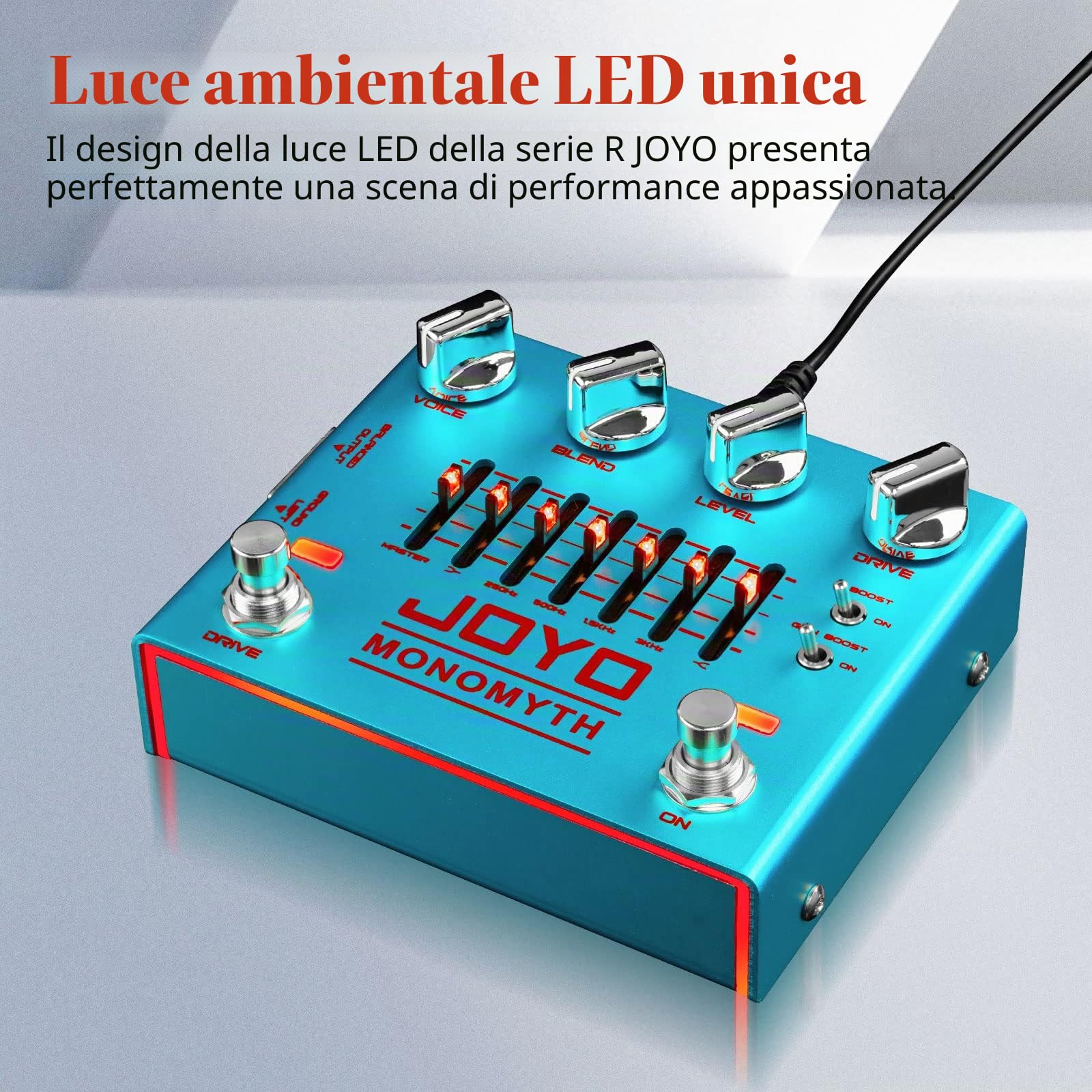 JOYO Pedale per basso chitarra elettrica Overdrive, simulatore di amplificatore, effetto con EQ e riduzione del rumore per bassista (MONOMYTH R-26)