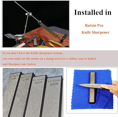 Miniatura 5 de Juego de piedras afiladoras de diamante de 6 pulgadas para afilador de cuchillos Apex Ruixin de repuesto (grano 200# 400# 800# 1500# 3000#)