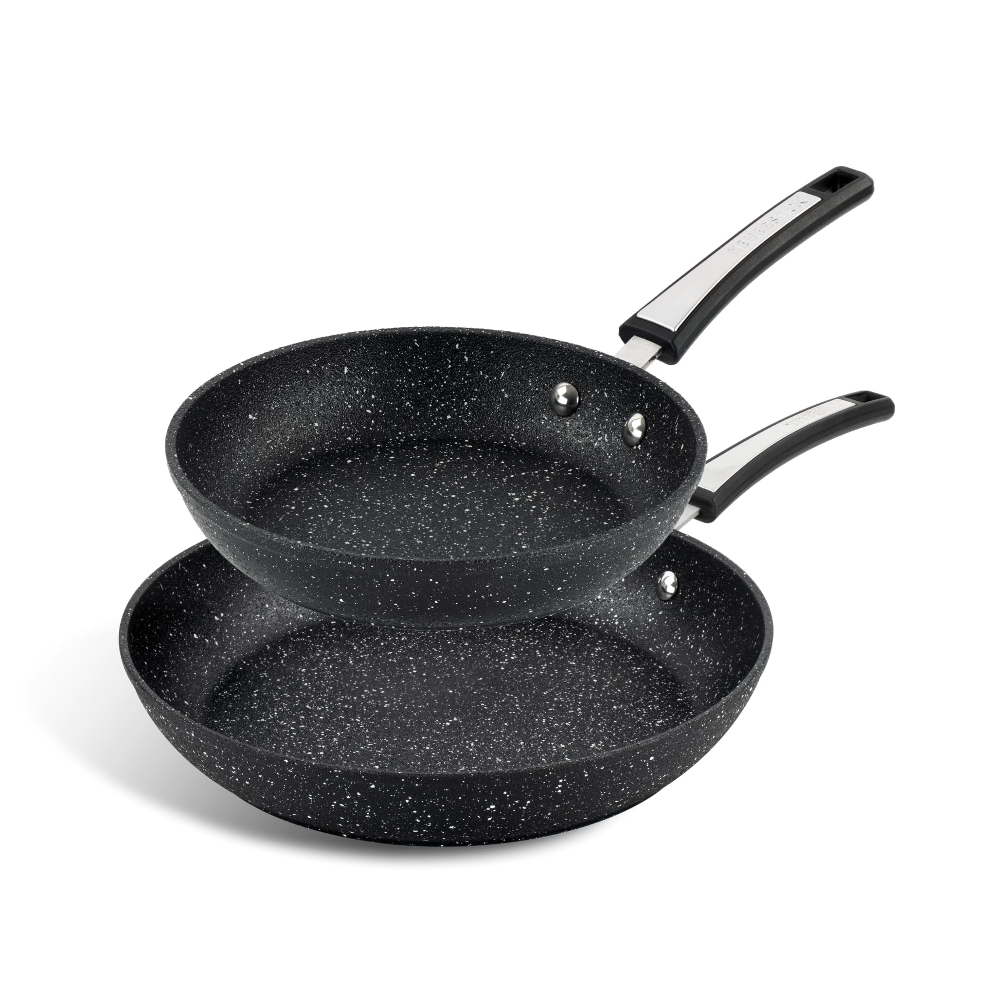 Scoville Xtra 20cm & 28cm Frying Pan Set, Set of 2 Non Stick Frying Pans, NEVERSTICK Coated, Suitable for All Hobs, Dishwasher Safe, PFOA Free, Lightweight Design, Aluminium, Black [Amazon Exclusive]