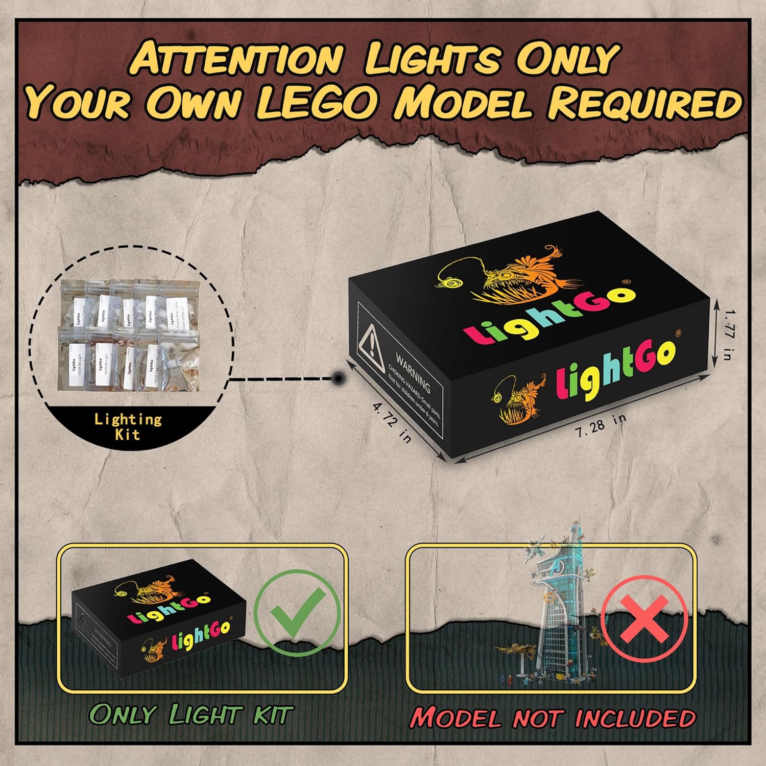 LightGo LED Lighting Kit Designed for Marvel Avengers Tower Compatible with Lego 76269 Building Set - Not Include Model (Remote Version)