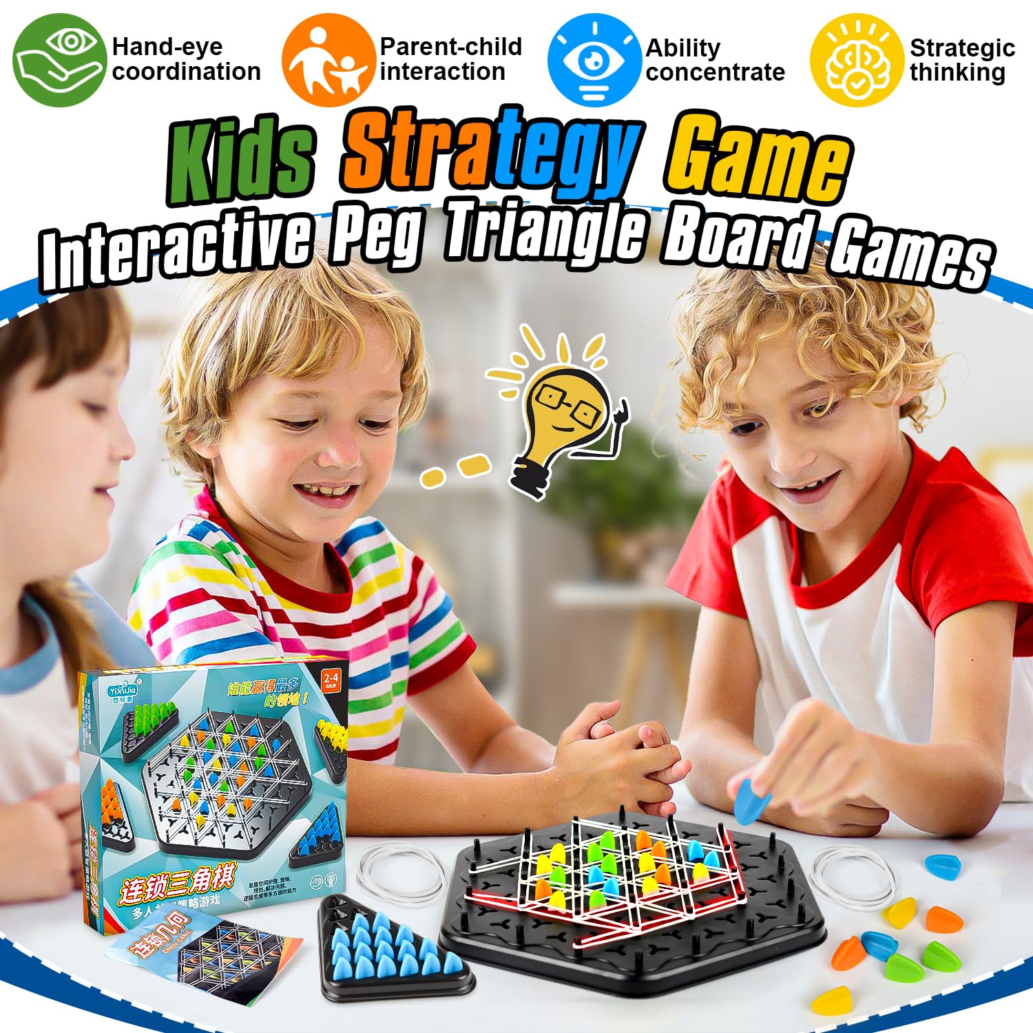 Chain Triangle Game, 2 Player Triangle Games, Triggle Rubber Chess Board Games for 2 Players, Triggle Board Game with Rubber Band - Image 3